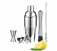 Bohrma Cocktail Shaker Set 750 ml Cocktail Shaker Martini Shaker with Built-in Strainer - Professional Bartender Set Including Measuring Cup, Liquor Cobbler Shaker Stainless Steel Bar Shaker for