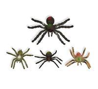 BOHS Jiggly Spider Mom & Spiderlings - Stretchable & Squeezable 4-Piece Rubber Set - for Halloween, Party Favors & Science Decor Prank Toy