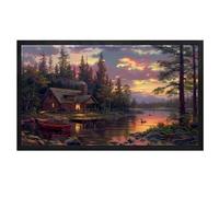 BOHU ARTS Thomas Kinkade A Peaceful Retreat Canvas Art Thomas Kinkade Paintings Landscape Wall Art for Bedroom Livingroom Office Framed Ready to Hang