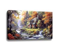 BOHU ARTS Thomas Kinkade Cobblestone Mill Canvas Art Thomas Kinkade Paintings Landscape Wall Art for Bedroom Livingroom Office Framed Ready to Hang