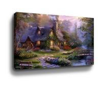 BOHU ARTS Thomas Kinkade Spring Canvas Art Thomas Kinkade Paintings Landscape Wall Art for Bedroom Livingroom Office Framed Ready to Hang