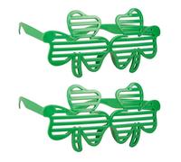 Bohue 2 Pairs St Patricks Day Shamrock Glasses Shutter Glasses Irish Green Clover Costume Accessories Retro Prop for Men Women Party Favors Supplies