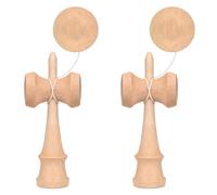 Bohue 2 Pcs Natural Wood Kendama Traditional Balance Skill Game Hand-Eye Coordination Reflex Training Portable Sports Equipment for Indoor and Outdoor