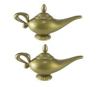Bohue 2 Pieces Gold Genie Magic Lamp Vintage Legend Aladdin Magic Lamp Arabian Theme Fancy Dress Halloween Cosplay Accessory for Party