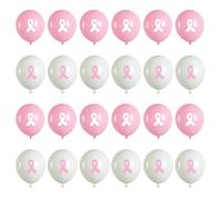 Bohue 24pcs Pink Ribbon Balloon Hope Strength Faith Balloons Breast Cancer Awareness Balloon Latex Balloons for Breast Cancer Awareness Events