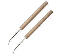 Bohue 2Pcs Beech Loom Knit Hook Tool Wooden Handle Crochet Hook Knitting Needles Hooks Crochet Needle Latch Hook for Rug Making Art Crafts