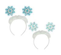 Bohue 2pcs Christmas Feather Snowflake Headbands Xmas Bopper Headband Snowflake Head Boppers Xmas Hair Accessories Decoration for Girls Women (Blue)