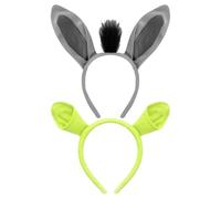 Bohue 2pcs Donkey Ears Headband and Green Ogre Ears Hair Band Monster Halloween Festival Theme Headband Cartoon Hair Band Animal Cosplay Hair Hoops for Party Costume Accessories
