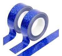 Bohue 2Pcs Solid Foil Washi Tape Decorative Self Adhesive Masking Tape Holographic Glitter Tape Scrapbook Tape for DIY Gift Wrapping Card Making Office Supplies,15mm*5m (Blue)