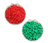 Bohue 300Pcs Christmas Pony Beads - Red Green Plastic Beads for Crafting Jewelry Making, Dirty Braid (Christmas)
