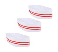 Bohue 3pcs Chef Hat Waiter Costume Hat Red and White Striped Chef Hat Cosplay Carnivals Circus Party Accessories for Home Kitchens