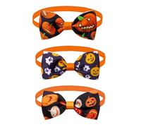 Bohue 3pcs Halloween Dog Bowties Adjustable Comfortable Dog Collar Pumpkin Dog Collars Puppy Bow Ties for Small Medium Dogs