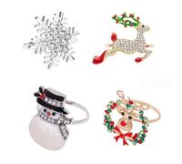 Bohue 4 Pieces Christmas Napkin Rings Snowman Reindeer Snowflake Napkin Rings Alloy Napkin Ring Holder Table Decoration for Xmas Events Dinner Wedding Party