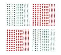 Bohue 4 Sheets Christmas Rhinestone Stickers - Self-Adhesive DIY Accessories Crystal Jewels for Crafting Party Makeup (Red Green)