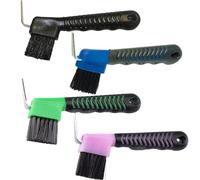 Bohue 4Pcs Horse Hoof Pick Brushes Stiff Bristled Brush with Soft Touch Rubber Handle Portable Hoof Pick Hoof Cleaner for Horses and Goat