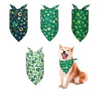 Bohue 4Pcs St. Patrick's Day Dog Bandanas Irish Clover Triangle Scarf Pet Scarf Pet Bandana St Patricks Day Dog Costume Accessory Holiday Bandana for Pets Dogs