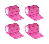 Bohue 4Rolls Pink Hearts Stretched Cohesive Bandage Love Bandage Wrist Ankle Sprains Swelling Breathable Tape First Aid Sports Wrap Bandages for Medical Sports and Veterinary use