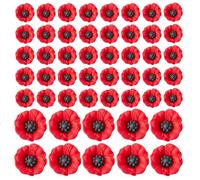 Bohue 50pcs Resin Artificial Red Poppy Flower Heads Red Faux Flower Heads Artificial Craft Poppies DIY Accessories for Remember Day Party