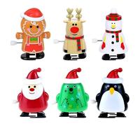 Bohue 6pcs Christmas Wind-Up Toys Various Clockwork Toys Walking Jumping Xmas Toy Christmas Stocking Stuffer Toy for Xmas Party