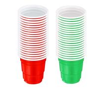 Bohue 80pcs Christmas Shot Glasses 2 oz Disposable Mini Cups - Red and Green Plastic Party Supplies
