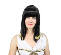 Bohue Adult Cleopatra Fancy Dress Wig with Braids Fringe Egyptian Empress Wig Adult Halloween Costume Accessory for Ladies Women