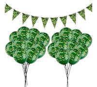 Bohue Camouflage Print Pennant Bunting Banner With 20Pcs Military Balloons for Birthday Decorations - Army Soldier Theme Supplies for Hunting Themed Party