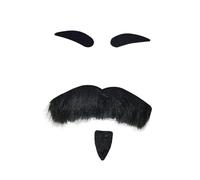 Bohue Fake Moustache Eyebrow Stick On Beard and False Moustache Cowboy Costume Accessories Halloween Cosplay Accessory for Men and Women Black
