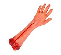 Bohue Halloween Severed Short Arm Bloody Severed Arm Simulated Broken Hand Terror Fake Body Parts Halloween Props Party Decoration