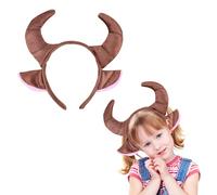 Bohue Headbands OX Horn Shape Brown Plush OX Horn Hair Hoop Easter Halloween Prop Animals Cosplay Animal Theme Headband Party Costume Hair Accessory