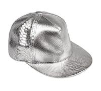 Bohue Hip-Hop Baseball Cap Crocodile Hip Hop Hat PU Flat Brim Baseball Cap Unisex Headwear Accessories Fashion Hat for Hip Hop Costume Party (Silver)