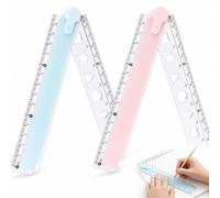 BOHUIMYI 2 Pack Plastic Folding Rulers, 30cm/12 Inch Transparent Geometric Straight Rulers, Foldable to 15cm/6 Inch, Pink & Blue for Office School Home Drawing Measuring