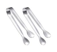 BOHUIMYI 2 Pieces Mini Sweet Tongs, 11cm Silver Stainless Steel Sugar Tongs with Non-Slip Concave Head, Small Serving Tongs for Ice Cubes, Dessert, Buffet, Tea Party, Cafe, Bar, Picnic
