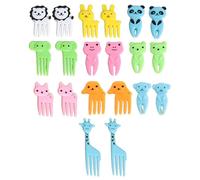 BOHUIMYI 20 Pack Mini Cartoon Bento Fruit Forks, Random Color Cute Animal Food Picks, Reusable Plastic Cake Toppers for Dessert Pastry Bento Box Party Buffet Food Decoration