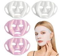 BOHUIMYI 4 Pcs Reusable Silicone Face Mask Covers, 3D Moisture Locking Sheet Mask Holders with Ear Loops, Beauty Spa Skin Care Tools, 2 Transparent & 2 Pink