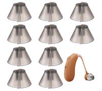 BOHUIZ 10 Pcs Hearing Aid Domes, Dark Gray Tulip Domes Hearing Aid Fit Standard Receiver Split Ear Rub Piece Aid Ear Tips Replacement for Open Air Aid Wax Guards Accessories