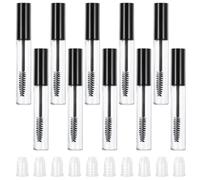 BOHUIZ 10ml Empty Mascara Tube and Wand, 10 Pcs Mini Empty Mascara Tube Eyelash Cream Container Bottle Mini Eyelash Bottle with Brush for Castor Oil with Leak Stoppers