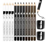 BOHUIZ 12 Pcs Barber Pencils with 2 Sharpener, Magic Hairline Pencils for Beard Line, Beard Guide, Beard Guide Pen, Chalk for Men, Beard Makeup Design, White