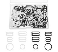 BOHUIZ 120 Pcs Bra Strap Clips, Bras Straps Hooks, Metal Bathing Suit Clips Clasp, Adjustment Slider, Bra Strap Rings for Swimsuit Tops and Lingerie, 3 Styles, 2 Sizes (Black, White)