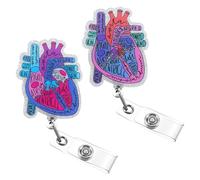 BOHUIZ 2-Pack of Cardiac Badges Holder Heart, Retractable Scroll ID Holder, Nurse Name Badge Holders, and Pediatric Nursing Badge Holders Suitable for Doctors Students and Medical Assistants