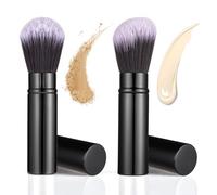BOHUIZ 2 Pack Retractable Makeup Brush, Travel Kabuki Foundation Brush Face Blush Brushes for Blending Liquid Blush Sunscreen Bronzer Buffing Flawless Cosmetics