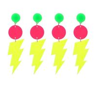 BOHUIZ 2 Pairs 80s 90s Neon Earrings for Women, Retro Hollow Lightning Bolt Earrings Colorful Acrylic Drop Dangle Earring Neon Accessories for 80s 90s Outfit Glow Party Earring