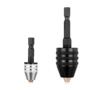 BOHUIZ 2 Pcs Drill Chuck Adapter, Keyless Drill Chuck for Impact Driver 1/4 Inch Hex Shank Drills Bit Adapter Fast Change Converter Extension for Tool Attachment(0.3-6.5mm,0.3-3.6mm)