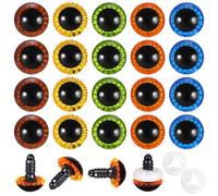BOHUIZ 20 Pcs 15mm Colored Crochet Eyes, Eyes for Crochet Animals, Safety Eye with Washers Glitter Safety Eye for Crocheting Animal Plush Stuffed Animals DIY Stuffed Toy and Halloween Decorations