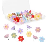 BOHUIZ 30 Pcs Matte Flower Pins for Pinboard, 1 Inch Colorful Resin Cute Drawing Pins for Pinboard, Thumb Tacks Decorative Flower Push Pin for Craft Cork Board Bulletin Boards Photos Wall Map Pin