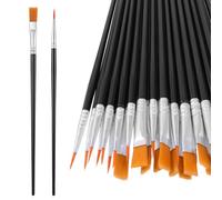 BOHUIZ 30 Pcs Small Paint Brushes Set, Small Flat and Round Pointed Paint Brushes Set Nylon Hair Detail Painting Brushes for Acrylic Oil Watercolor Rock Painting Drawing Body Face Nail Art Supplies