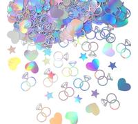 BOHUIZ 300 Pcs Iridescent Bachelorette Confetti, Bridal Shower Decoration Confettis, Wedding Decorations Diamond Ring Heart Star Table Confetti for Engagement Party Decorations, Bridal Shower supplies