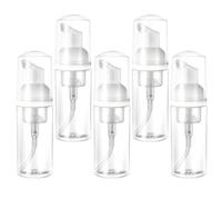 BOHUIZ 5Pcs 50ML Travel-Sized Foam Pump Bottles Dispenser, Refillable Mousse Bottle Portable Leak Proof Bottles Clear Plastic Foaming Soap for Hand Soap, Lash Cleanser, Shampoo