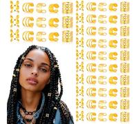 BOHUIZ 80 PCS Gold Dreadlock Beads Locs Accessories, Jewelry for Braids, Hair Dreadlock Accessory Braid, Adjustable Cuffs Braiding Hair Rings for Dreadlocks Accessory for Men Women(Gold)
