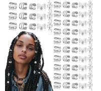 BOHUIZ 80 PCS Silver Dreadlock Beads Locs Accessories, Jewelry for Braids, Hair Dreadlock Accessory Braid, Adjustable Cuffs Braiding Hair Rings for Dreadlocks Accessory for Men Women(Silver)