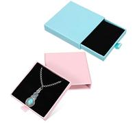 BOHUIZ Jewelry Gift Storage Boxes, 2 Pack 3.2x3.2x0.7 Inch Small Gift Boxes Cardboard Jewelry Boxes for Bracelets Earrings Ring Necklaces Jewelry Gift(Light Pink+Sky Blue)